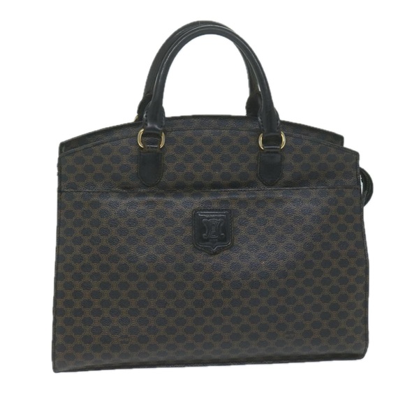 CELINE Macadam Canvas Hand Bag PVC Brown Black Auth 64827 - Picture 13 of 16